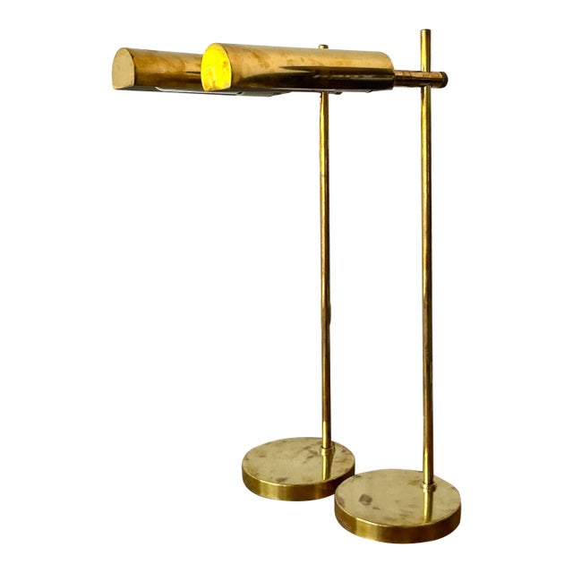 Vintage Boho Modernist Brass Table Lamps - A Pair For Sale