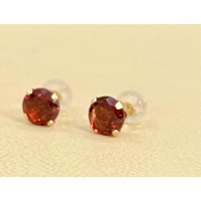 3.0 Carat Round Garnet Stud Post Earrings 14 Karat Yellow Gold For Sale - Image 11 of 18