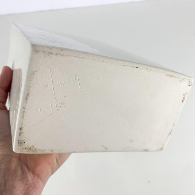 Vintage Sara Lund Style Yanny 1988 Porcelain 3d Face Vase Sculpture Pottery For Sale - Image 10 of 11