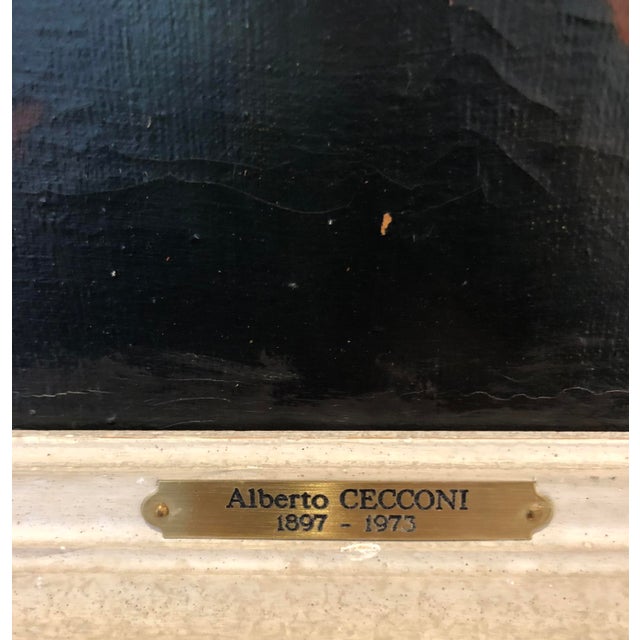 Alberto Cecconi, Man with a Pipe, 1950s, Oil on Canvas, Framed For Sale - Image 12 of 13