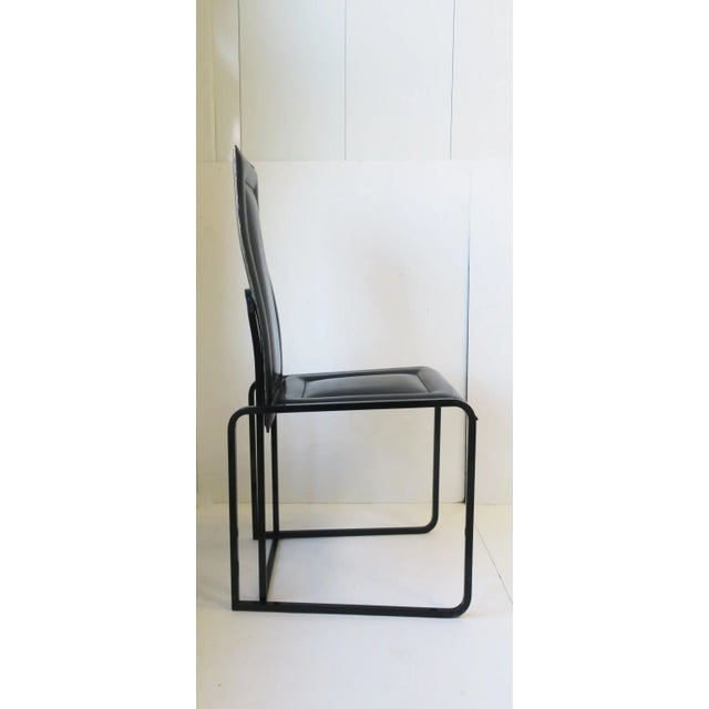 Black Postmodern Italian Black Leather Chairs 1970s, Italy, Pair For Sale - Image 8 of 13