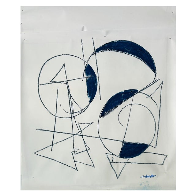 2020s Blue Geometry an Architectural Abstract Expressionist Work by Erik Sulander. For Sale - Image 5 of 5