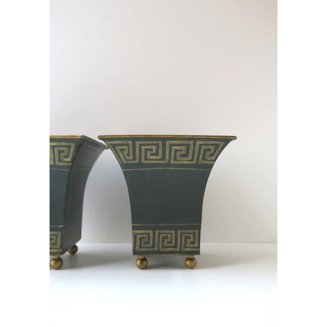 Italian Greek-Key Planters Potholders Cachepots Jardinières, Pair For Sale - Image 9 of 15