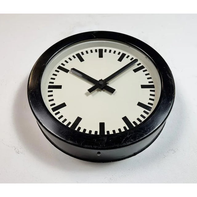 Industrial German Black Factory Wall Clock, 1950s For Sale - Image 6 of 17