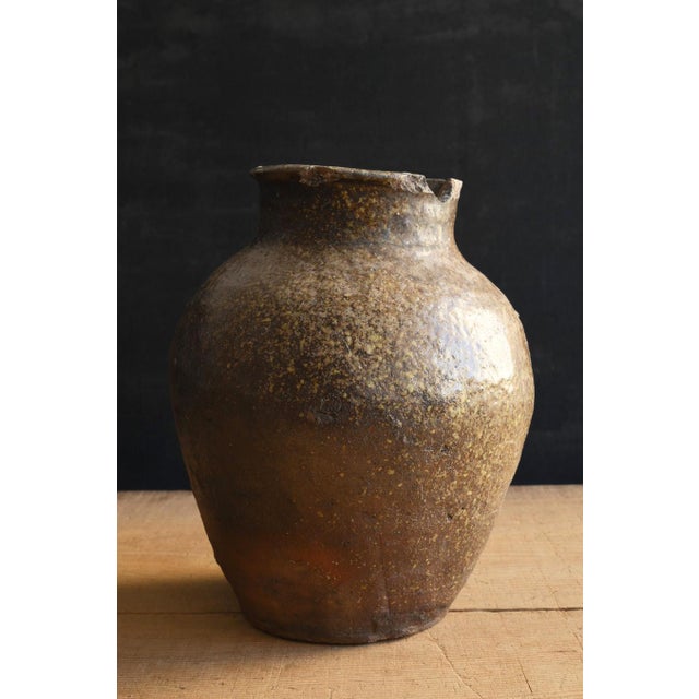 16th Century Japanese Antique Pottery Jar 15th-16th Century/ Wabi-Sabi Jar/Tokoname Vase For Sale - Image 5 of 18
