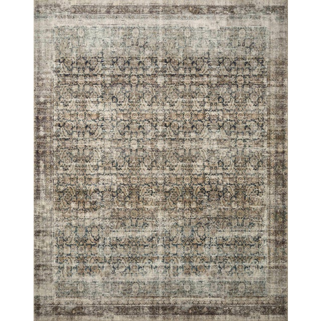 Amber Lewis x Loloi Morgan Navy / Sand 18" x 18" Sample Rug For Sale