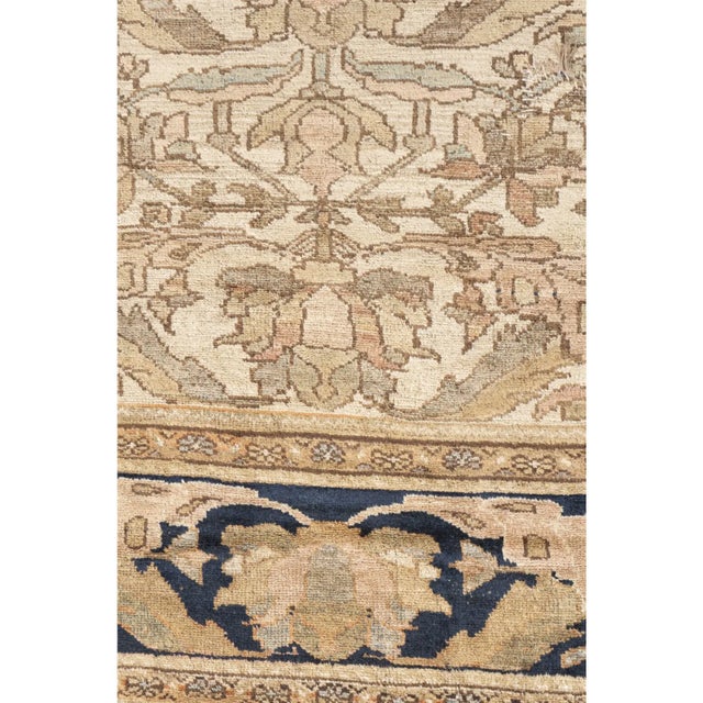 19th Century Antique Circa 1890 Taupe Malayer Hand Knotted Rug 11ft 2in X 18ft For Sale - Image 5 of 9