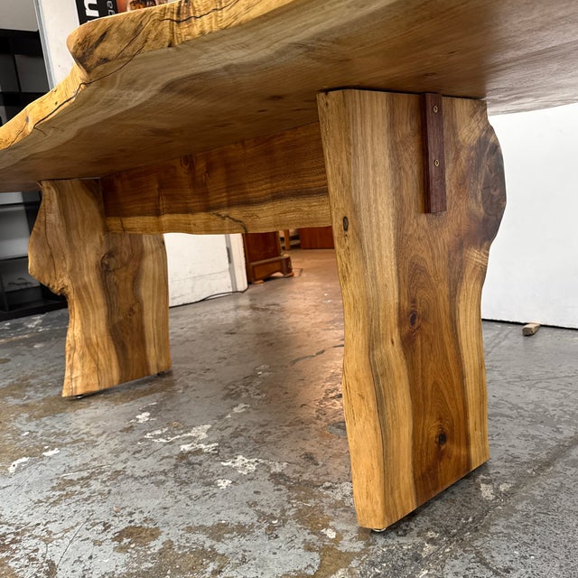 Contemporary Acacia Live Edge Trestle Dining Table For Sale - Image 10 of 12