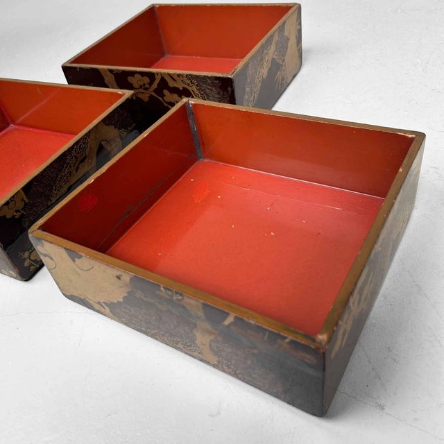 Japanese Wooden Lacquered Stacking Box, 1890s For Sale - Image 5 of 17