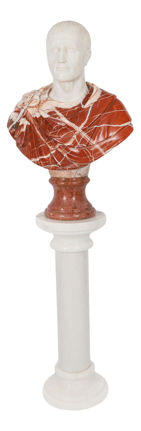 Vintage Portrait Bust of Roman Emperor Otho on Pedestal, 20th Century, Carrara