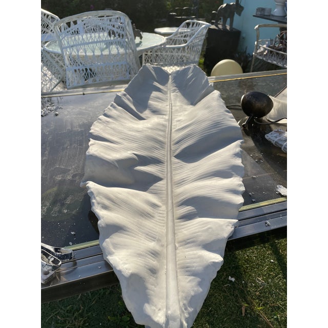 Pair of Monumental Handcrafted Plaster Banana Leaf Wall Sculptures For Sale - Image 11 of 11