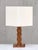 1930s French Art Deco Geometric Oak Table Lamp with Linen Shade, Late 1930s For Sale - Image 5 of 13