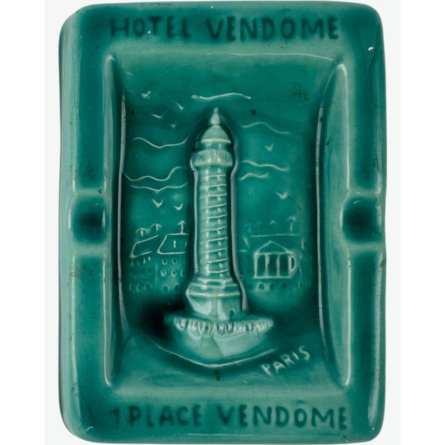 Vintage Hotel Vendome Paris Green Ceramic Ashtray Catchall Dish France For Sale - Image 10 of 10