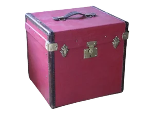 Cube Shape Red Canvas Trunk, 1930s