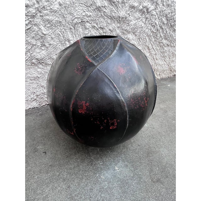 1970s Gumps Pomegranate Lotus Bronze Metal Vase, Japan Chairish