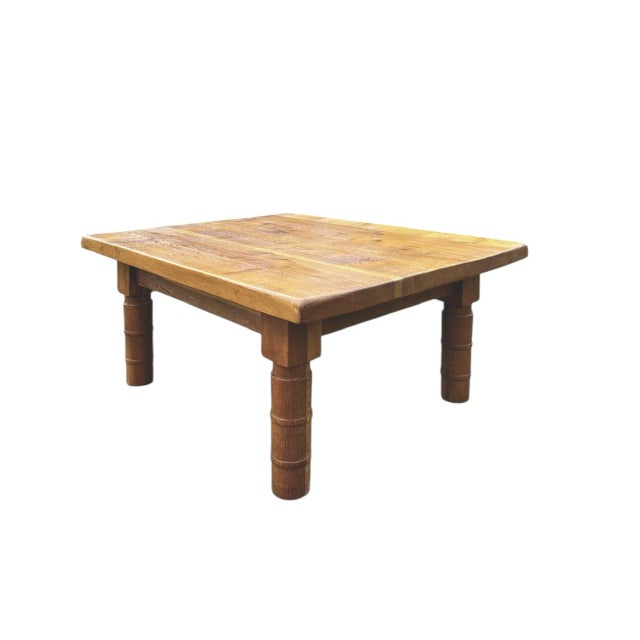 Mid-Century Modern Rustic Oak Coffee Table with Turned Ring Legs, 1960s For Sale - Image 3 of 13