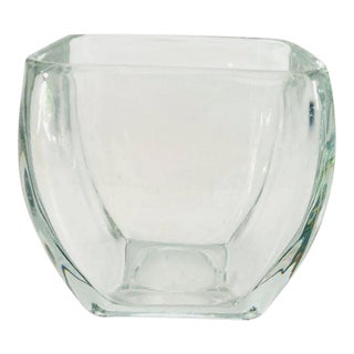 Vintage Libbey Heavy Clear Glass Vase For Sale