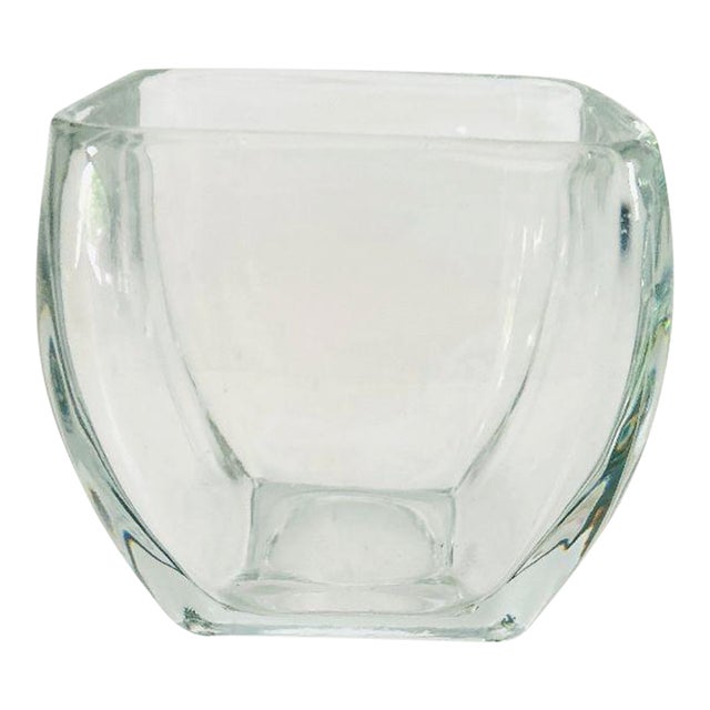 Vintage Libbey Heavy Clear Glass Vase For Sale