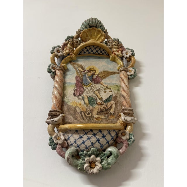 1950s Holy Water Stoup of St. Michael the Archangel, 1950s For Sale - Image 5 of 11