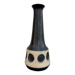 1960s Bitossi Aldo Londi Style Black Cream Glaze Vase Itay For Sale
