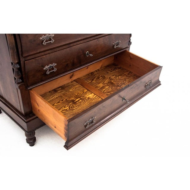 Brown Antique Oak Chest of Drawers, Northern Europe, 1890s For Sale - Image 8 of 16