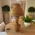 Fabulous monumental vintage wicker table lamp with matching dome shaped wicker shade. A true statement piece!