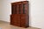 English Baker Furniture Style Georgian Carved Flame Mahogany Breakfront Bookcase Cabinet With Drop Front Secretary Desk For Sale - Image 3 of 14