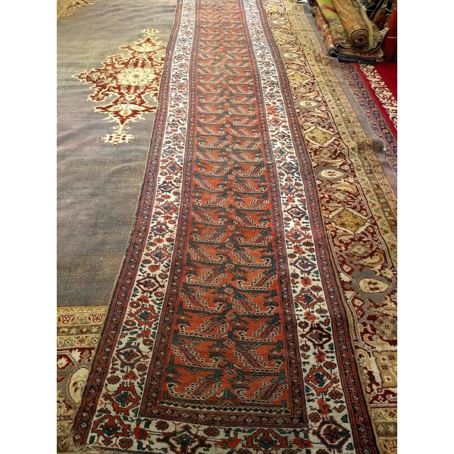 Antique Malayer Runner Rug, Hand-Knotted Wool, Geometric Pattern, 3x16, Red & Ivory For Sale In Chicago - Image 6 of 6