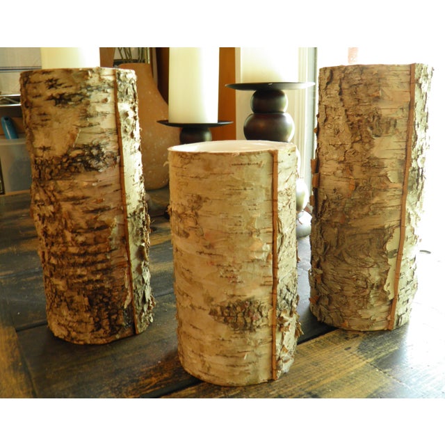 These handcrafted birch log candles combine a birch bark wrap, surrounding a wax interior candle with battery powered LED...