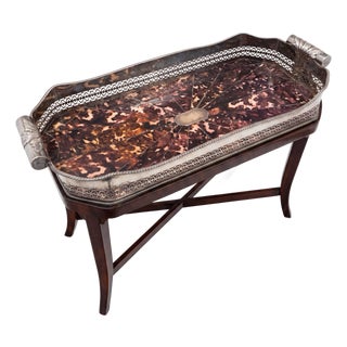 Victorian English Sheffield Harris & Land Silverplate & Faux Tortoise Tray Table, c.1863 For Sale