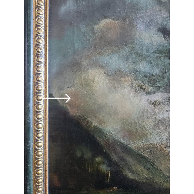 Antique 19th Century Oil Painting Moody Woodland Landscape With Deer For Sale - Image 14 of 15
