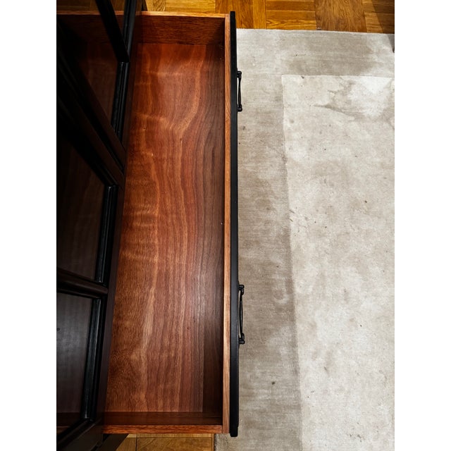 Bronson Mahogany Glass Door Bookcase Cabinet in Heritage Black Attributed to Pottery Barn For Sale - Image 14 of 18