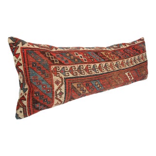 Decorative Handwoven Caucasian Lumbar Rug Pillow Cushion Cover 16'' X 44'' For Sale