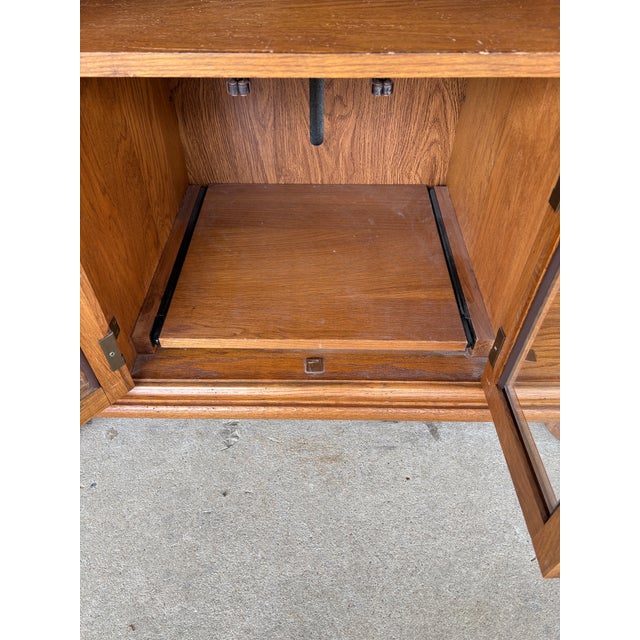 Broyhill Attic Heirlooms Distressed Oak Media Cabinet - Tv Cabinet For Sale - Image 9 of 12