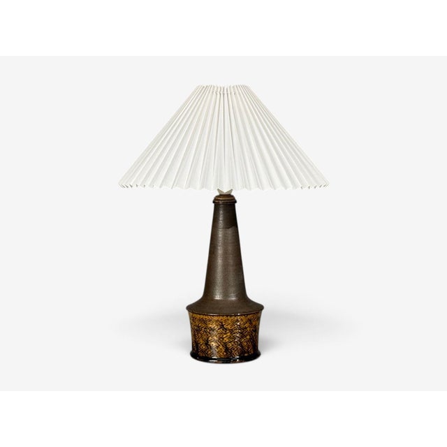1960s Nils Kähler, Large Table Lamp, Brown Glazed Stoneware For Sale - Image 4 of 12
