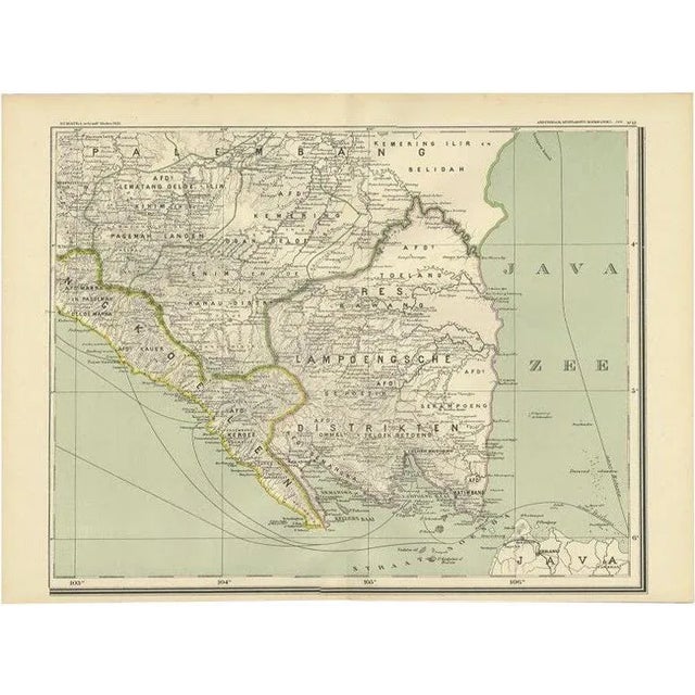 1900 - 1909 Antique Map of the Region of Lampung, 1900 For Sale - Image 5 of 5