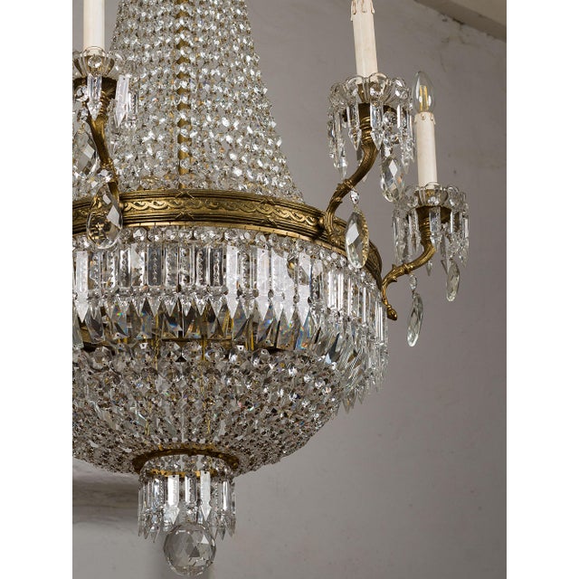 1920s Large Italian Beaded Crystal Basket Chandelier, 1920s For Sale - Image 5 of 17