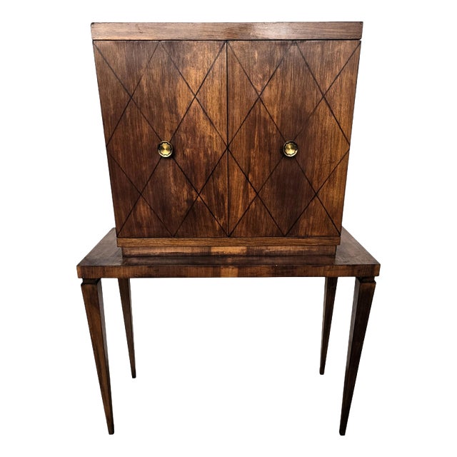 Vintage Italian Walnut Bar Cabinet, 1950s For Sale