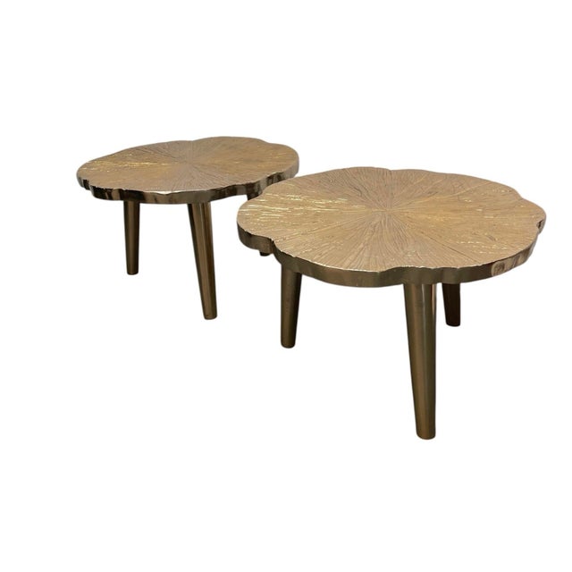 Elevate your living space with this striking pair of vintage mid-century modern side tables, beautifully capturing the raw...
