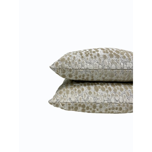 Contemporary Oyster Cream & Light Gold Velvet Throw Pillow For Sale - Image 3 of 7