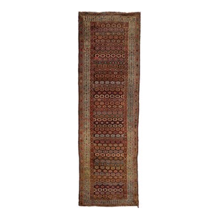 Brown Antique Malayer Wool Runner Handmade With Floral Pattern For Sale