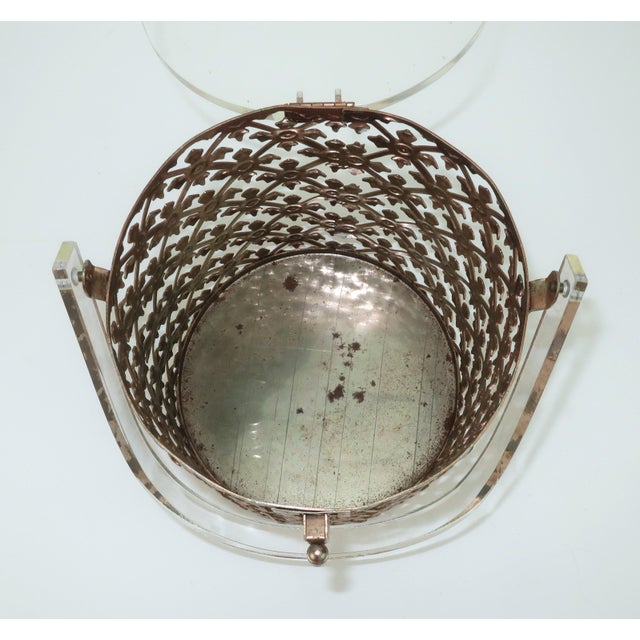Pierced Metal Filigree & Lucite Cylinder Box Handbag, 1950's For Sale - Image 10 of 14