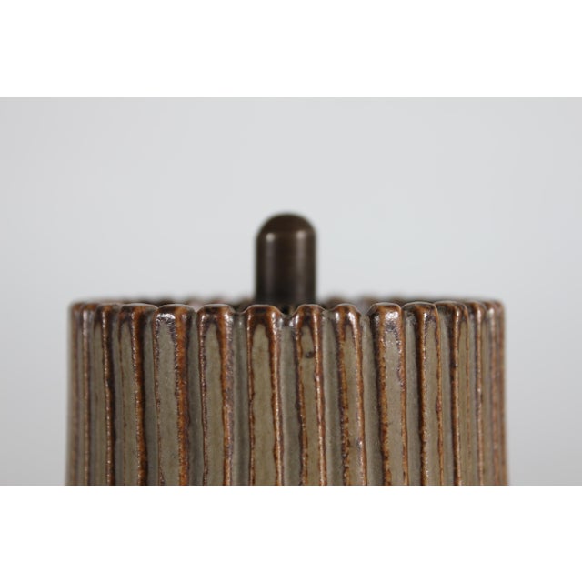 Metal Art Deco Grooved Stoneware Model 117 Jar with Bronze Lid by Arne Bang, Denmark, 1930s For Sale - Image 7 of 11
