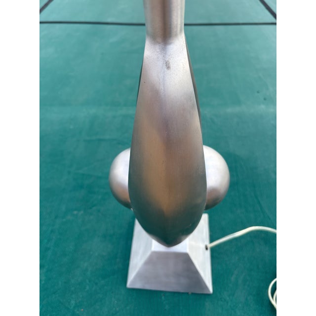 Original Akio Makigawa Style Post Modern Cast Aluminum Abstract Space Age Table Lamp For Sale - Image 4 of 12