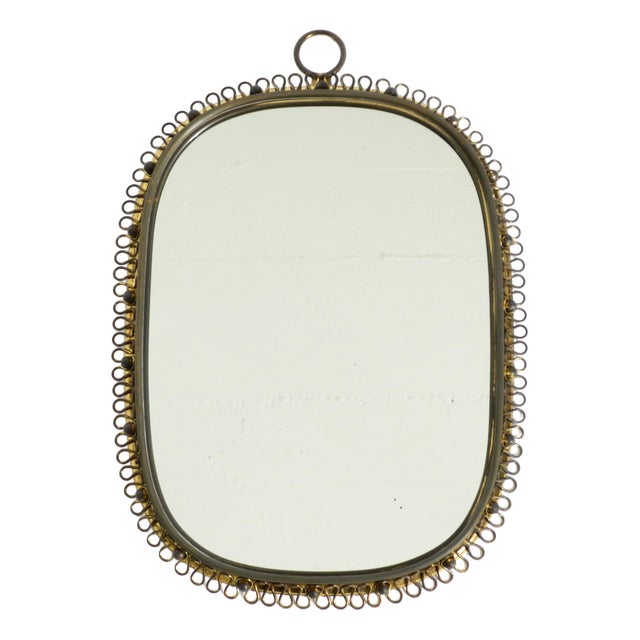 Mid-Century Modern Brass Wall Mirror by Josef Frank for Svenskt Tenn, Sweden, 1950s For Sale