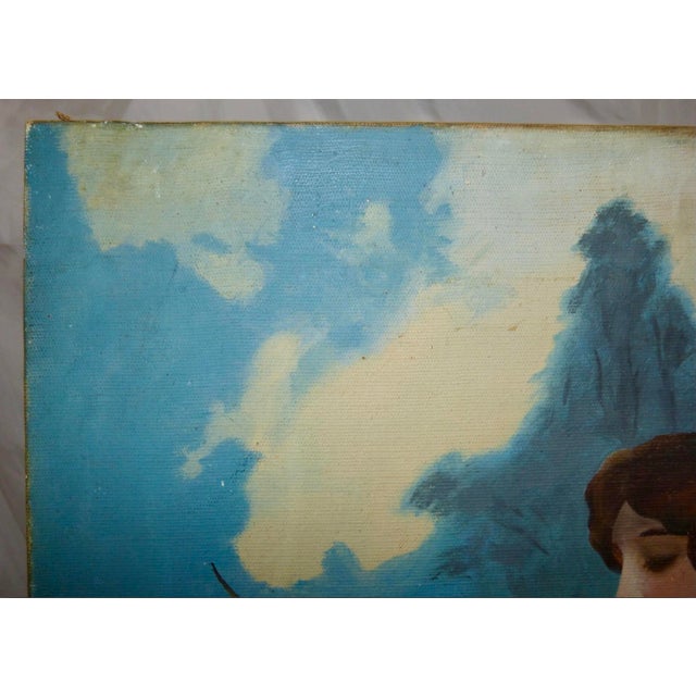 This piece was painted approximately 85 years ago according to the family who originally owned this. This one is a large...