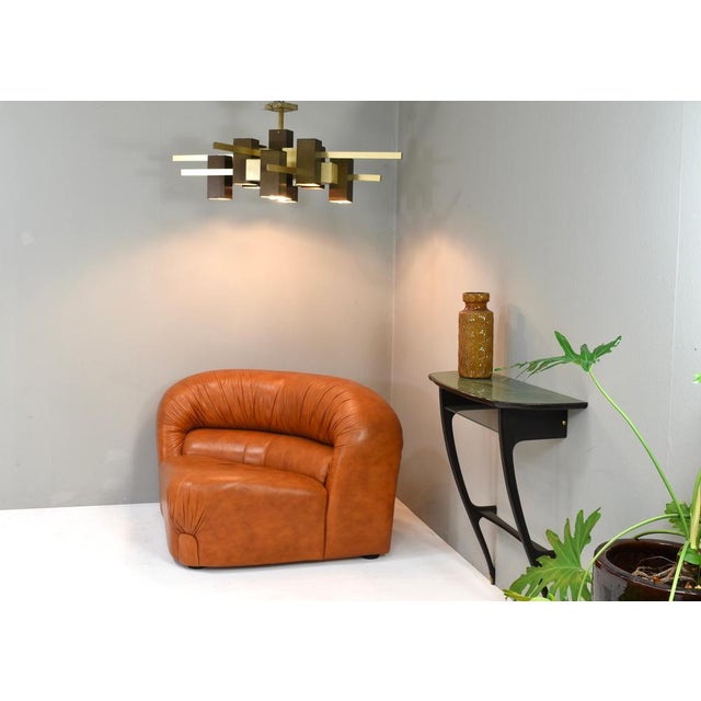 Corner Lounge Chair in Cognac Leather by Rossi Di Albizzate, Italy, 1970s For Sale - Image 3 of 8