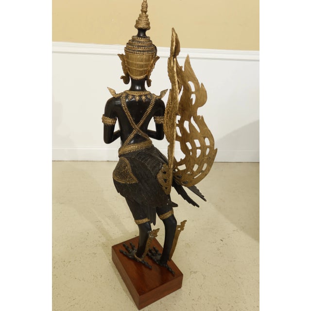 Bronze Bronze Water Goddess or Tibetan Statue on Wood Base For Sale - Image 8 of 12