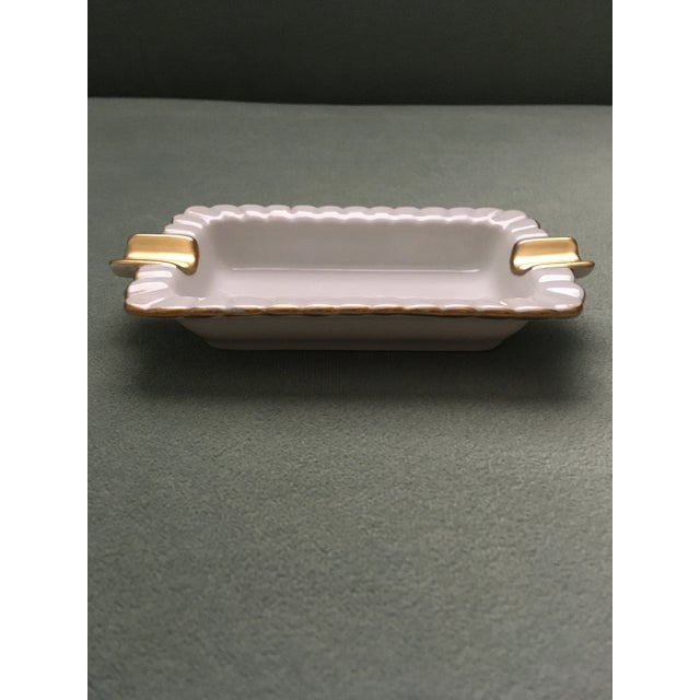 Vintage White and Gold China Ashtray For Sale - Image 4 of 9