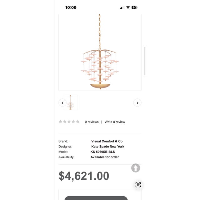 Kate Spade Discontinued Visual Comfort Pink Glass Chandelier by Kate Spade For Sale - Image 4 of 4